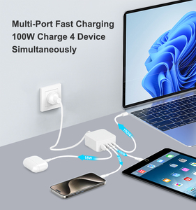Cargador compacto <span class=keywords><strong>USB</strong></span> <span class=keywords><strong>C</strong></span> Gan de 100W, adaptador de pared rápido de 4 puertos para <span class=keywords><strong>MacBook</strong></span> <span class=keywords><strong>Pro</strong></span> 15 Galaxy S24 Ultra Steam Deck con protección OTP - Product Image 5