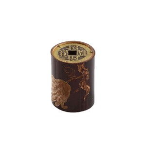 Tapa de tetera de bambú y cobre con diseño de moneda antigua, soporte para tapa de tetera de arcilla púrpura de bambú tallado a mano, soporte para tapa de tetera, pequeños accesorios para juego de té. - Product Image 5