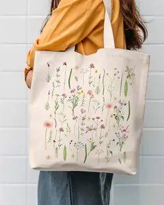 Bolso de compras de algodón orgánico con logotipo personalizado, bolsa de compras con asas, multicolor