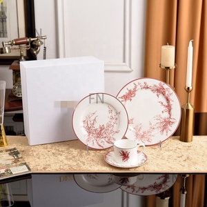 Light Luxury Rustic Suzuran Flower Ceramic Tableware Set Includes Coffee Cup Saucer and <b>Candle</b> Jar for Dinner - Product Image 3