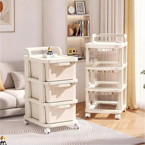 Carrinho de Armazenamento Portátil para Bebês com 3/4 Camadas e Gavetas, Organizador de Gavetas com Rodas para Berçário, Essenciais para Bebês, Lenços Umedecidos e Cremes - Product Image 1