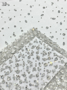 Dhorse Luxury <span class=keywords><strong>Diamante</strong></span> Champagne Gold Rhinestone Mesh Tulle <span class=keywords><strong>Fabric</strong></span> - Product Image 4