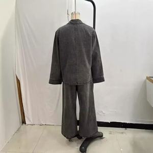 精品批发2025夏季法式时尚水洗蓝色牛仔衬衫休闲裤女套装 - Product Image 2