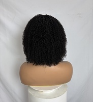 250% Densité Vierge Brésilienne Courte Longueur Bob Perruque Fabriqué à la Machine Cuticule Aligné Crépus Bouclés Perruque Brun Foncé Transparent pour Noir