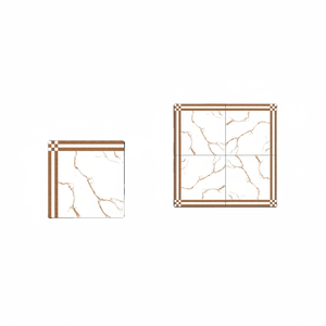 กระเบื้องปูพื้นพอร์ซเลนขัดเงาลายขอบสีน้ําตาลสองเส้นตกแต่ง 40x40 ซม - Product Image 1