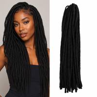 Extensions de cheveux synthétiques texturées faites à la main, noires unies, style faux locs au crochet, légères, pour tresses naturelles féminines