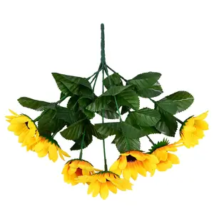 Искусственный букет подсолнухов, 7 цветов, шелковые Подсолнухи, Искусственный Желтый цветок для украшения дома, Свадебный декор