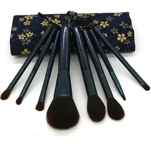 BUEYA 8 pezzi Set di pennelli per il trucco tutto nero per la raccolta di pennelli cosmetici fondotinta per ragazze