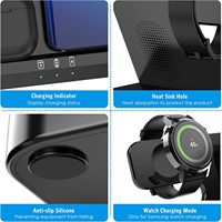 OEM 10W Fast Wireless Charger Stand 3in1 Station de charge pour Samsung Watches 2.5W Max Power Bank Multi-Function Integrated