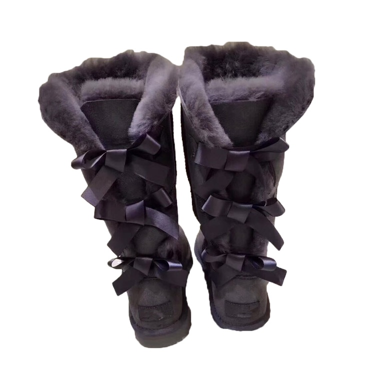 Модные пушистые зимние женские теплые подкладочные ленты из искусственного меха с бантом женские зимние меховые сапоги из овчины