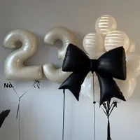 En stock : Ballon en aluminium noir géant en forme de nœud pour la Saint-Valentin, anniversaire, fête, événement d'ouverture – Écologique