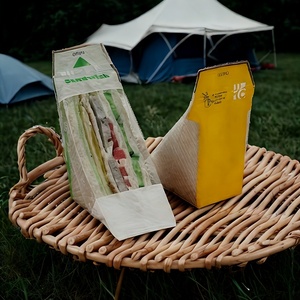 Carta per Avvolgere <span class=keywords><strong>Sandwich</strong></span> in Plastica, Sacchetti Triangolari Usa e Getta per <span class=keywords><strong>Sandwich</strong></span>, Facili da Strappare, per Campeggio all'Aperto - Product Image 2