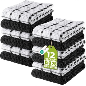 Serviettes de cuisine en coton gaufré à carreaux noirs <span class=keywords><strong>et</strong></span> blancs, absorbantes, pour la cuisson, la pâtisserie, le nettoyage domestique, logo personnalisé - Product Image 1