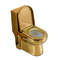 KD-03GPB Inodoro Redondo de Cerámica Chapado en Oro Económico con Tapa, Sanitario de Una Pieza Dorado de Chaozhou
