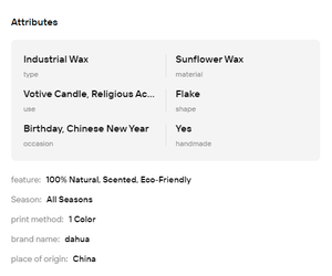 Cera de Semillas de Girasol 100% Natural en Escamas Blancas, Materia Prima para Velas sin Humo, para la Elaboración de Velas en Ocasiones Festivas como Navidad - Product Image 6