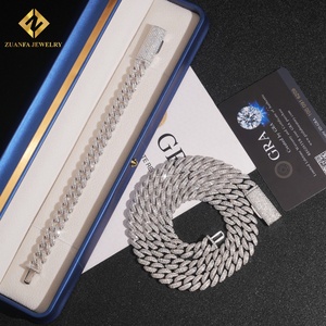 Großhandelspreis Hip-Hop Herren Kubanische Halskette Zweifarbig 925 Silber 10mm Iced Out Moissanit Kubanische Gliederkette Rock-Schmuck - Product Image 4