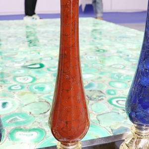 Rampe d'escalier de décoration de pierre précieuse naturelle de luxe en malachite <span class=keywords><strong>rubis</strong></span> labradorite avec laiton - Product Image 6