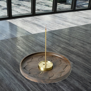 Support d'encens moderne en bois de santal massif de qualité supérieure, écologique, pour 4 bâtonnets, avec cendrier, pour méditation, prières à domicile, printemps-été - Product Image 2