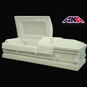 ANA amerikan tarzı beyaz ucuz tabut en iyi fiyat metal cenaze malzemeleri tabut