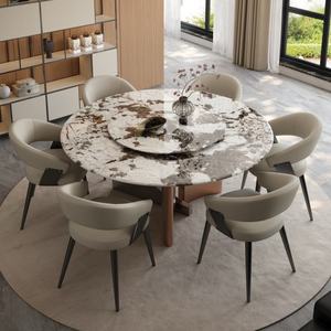 Tavolo da Pranzo Moderno in Marmo con Gambe in Acciaio al Carbonio <span class=keywords><strong>e</strong></span> Lazy Susan Integrata per Appartamenti, Case, Hotel <span class=keywords><strong>e</strong></span> Ristoranti - Product Image 4