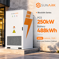 Système de stockage d'énergie hybride tout-en-un personnalisé pour extérieur, 250 kW, 488 kWh, haute tension, industriel, commercial, BESS, export