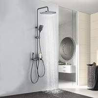 Colonne de douche murale en laiton gris anthracite avec pommeau de douche pluie pour salle de bain et hôtel – Qualité supérieure