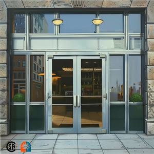 Puertas Dobles de Vidrio Comerciales Personalizadas Zonle, Marco de Aluminio, Estilo Moderno, Resistentes a Huracanes, para Tiendas, Hoteles y Exteriores - Product Image 3