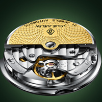 Montre mécanique squelette pour homme, 44 mm, cadran vert, affichage de la semaine, bracelet en cuir étanche, montre-bracelet de style professionnel