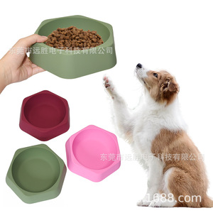 Hexagonal Silicone Pet <b>Bowl</b> Stainless Steel Inner Non Slip <b>Dog</b> Cat Feeding Dish Detachable Design For Pets - Product Image 3