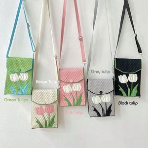Koreanischer Stil Tulpen-Strick Mini Casual Mini-Handytasche mit Einzelriemen Tragbare Damen-Umhängetasche - Product Image 3