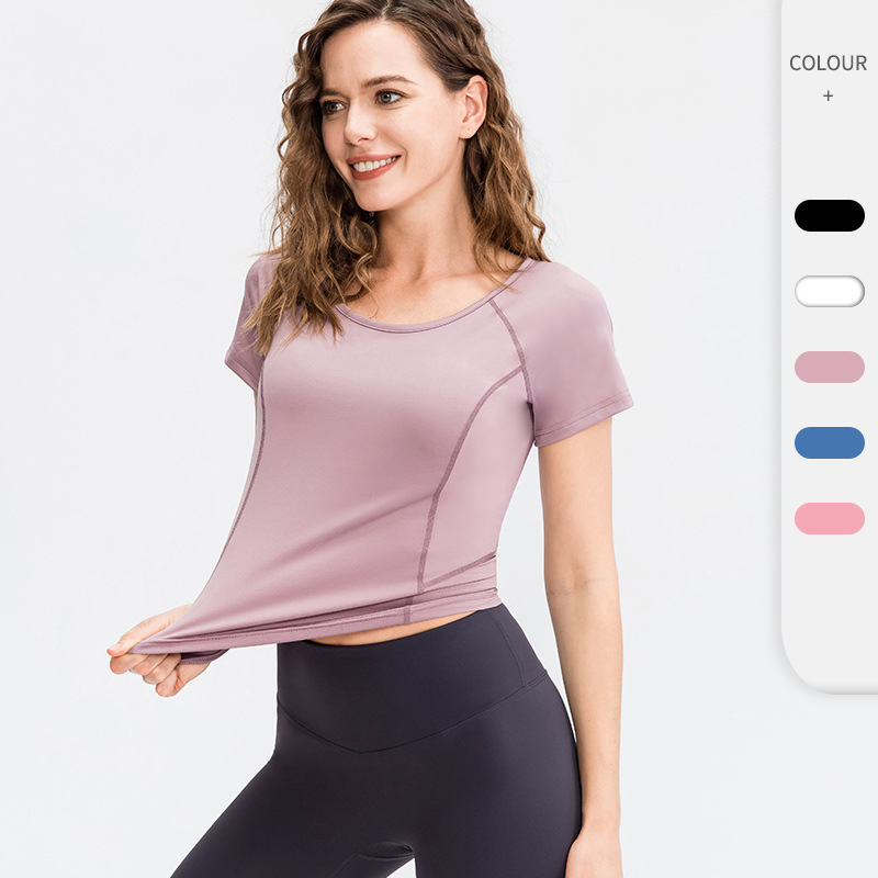 OEM Quick-Dry Trim Fit Breathable Lady Custom Sports Yoga Fitness High Quality Gym Workout Plus Size T-Shirts Tops for Women