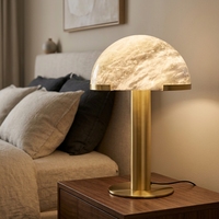Lampe de table LED en marbre naturel de luxe, abat-jour en forme de dôme, lampe de chevet pour chambre à coucher, salon