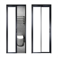 Porte coulissante sans rail en aluminium et verre, design compact, étanche et facile à nettoyer pour salle de bain, salon et petits espaces