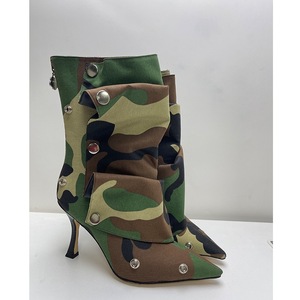 Bottes pour femmes, nouvelle couleur, talons hauts, bout pointu, boucle, style denim, bottes en jean à hauteur du genou, style Tie Dve - Product Image 5