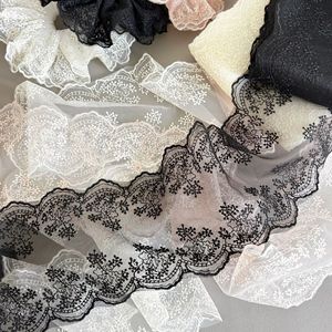 12cm Wide Floral Lace Trim DIY <strong>Large</strong> <strong>Bow</strong> Material White Milk Silk Handmade Hair Accessories Mesh Embroidery - Product Image 4