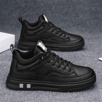 Chaussures pour hommes les plus vendues – Baskets décontractées élégantes à enfiler avec semelles souples, tige respirante en PU, couleur unie noire, passe-partout