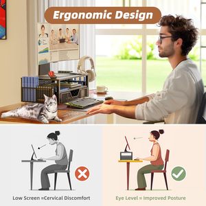 2 Tier Metal Monitor Stand Monitor Riser and Computer <strong>Desk</strong> Organizer <strong>with</strong> <strong>Drawer</strong> and Pen Holder for Laptop - Product Image 6