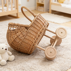 <strong>Children</strong> Wicker Rattan <strong>Shopping</strong> <strong>Trolley</strong> Basket Cart Kids Wicker Trplley Toy Wicker Basket <strong>Shopping</strong> <strong>Trolley</strong> - Product Image 2