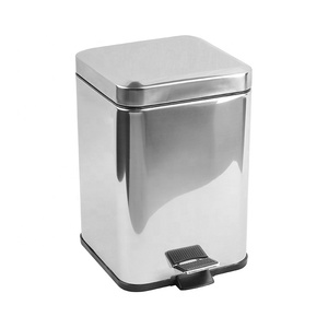 3L Hotel Dust Bin Stainless Steel Foot Pedal Dustbin With Lid Rubbish Bin Garbage For Kitchen Hotel Office