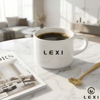 Mug à café en céramique blanche moderne, marque LEXI, tasse à thé en porcelaine avec poignée pour la maison, le bureau, la cuisine, le café, l'hôtel, le restaurant, cadeau