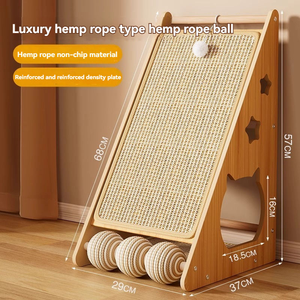 Wood Cat <b>Scratching</b> Board Sisal Rope Material Durable Indoor Cat Tree Minimalist Design Stars Pattern One Level - Product Image 3