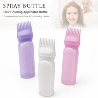 Bouteille applicatrice de teinture capillaire en plastique PET de 110 ml, 120 ml, 170 ml avec peigne et brosse graduée pour salon de coiffure, teinture capillaire, huile
