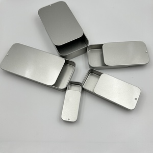 Logo personalizzato 70mm quadrato Push-pull coperchio scorrevole scatola di latta scatola portaoggetti rettangolare goffratura stampa personalizzata - Product Image 1