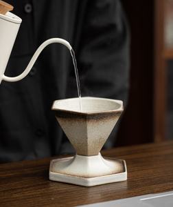 Taza de café con leche rústica de cerámica esmaltada japonesa 2025, Base hexagonal, Vintage forma de diamante, decoración de café, taza de diseño moderno - Product Image 3