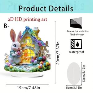 Decorações Festivas de Páscoa para Casa, Ornamento Decorativo de Acrílico com Fita, Coelho da Páscoa e Ovo, Decoração Acrílica 2D - Product Image 4