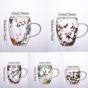 Tazza in <span class=keywords><strong>Vetro</strong></span> Borosilicato Doppio Strato <span class=keywords><strong>di</strong></span> Alta Qualità Riutilizzabile <span class=keywords><strong>con</strong></span> <span class=keywords><strong>Fiori</strong></span> Secchi - Product Image 2