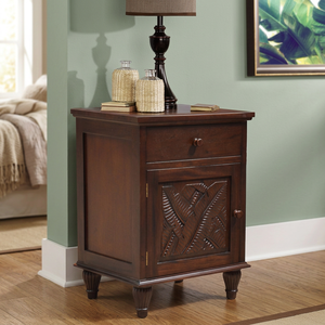 Chevet Feuille De Bananier Sculpté En Bois De Noyer, Meubles De Chambre En Bois, Meubles Indonésiens Faits À La Main - Product Image 3