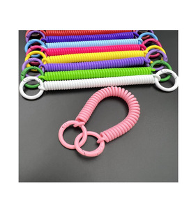 रिट्रेटेबल स्प्रिंग कोइल लेश कॉर्ड सुरक्षा रस्सी लोचदार कलाई कोइल कॉर्ड कोइल वसंत कीचेन के साथ वसंत कीचेन - Product Image 2