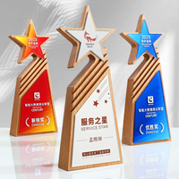 Trophée personnalisé en cristal avec base en bois pour la reconnaissance des employés d'entreprise et les récompenses pour les réalisations