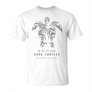 T-shirt en coton écologique Save Turtles, unisexe, taille moyenne, col rond, manches courtes, promotionnel - Product Image 2